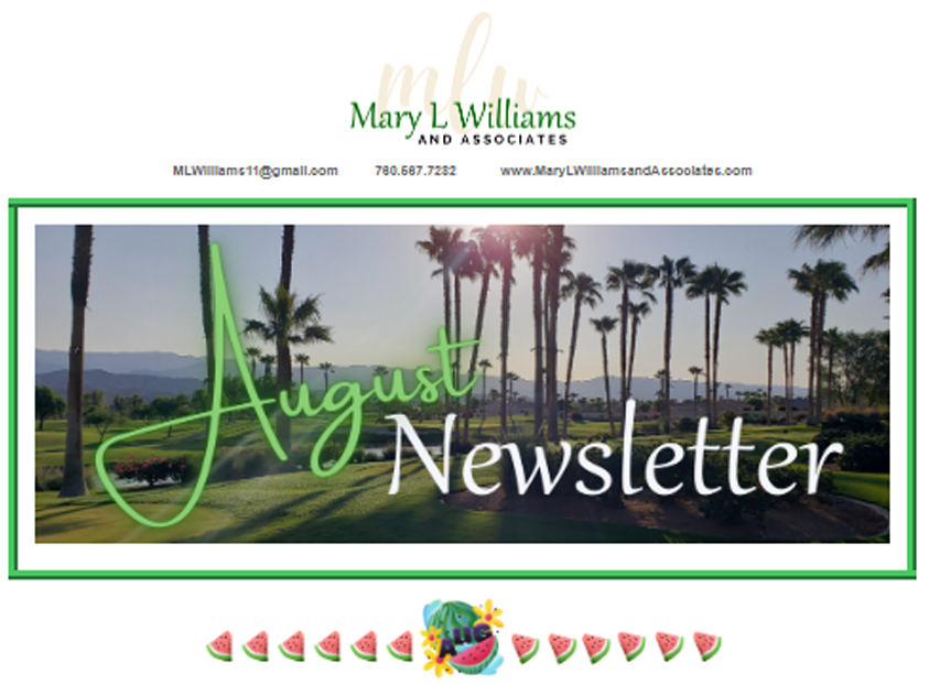 Bild a Better Business Newsletter Sample - Mary's August Newsletter