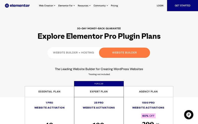 Elementor Hosting Plan Pricing