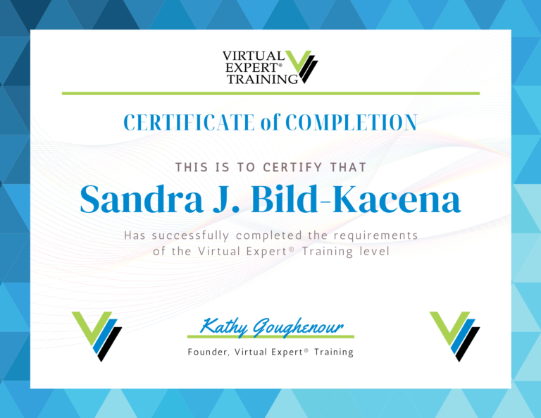 Bild a Better Business - Virtual Expert Training Certificate of Completion 2023